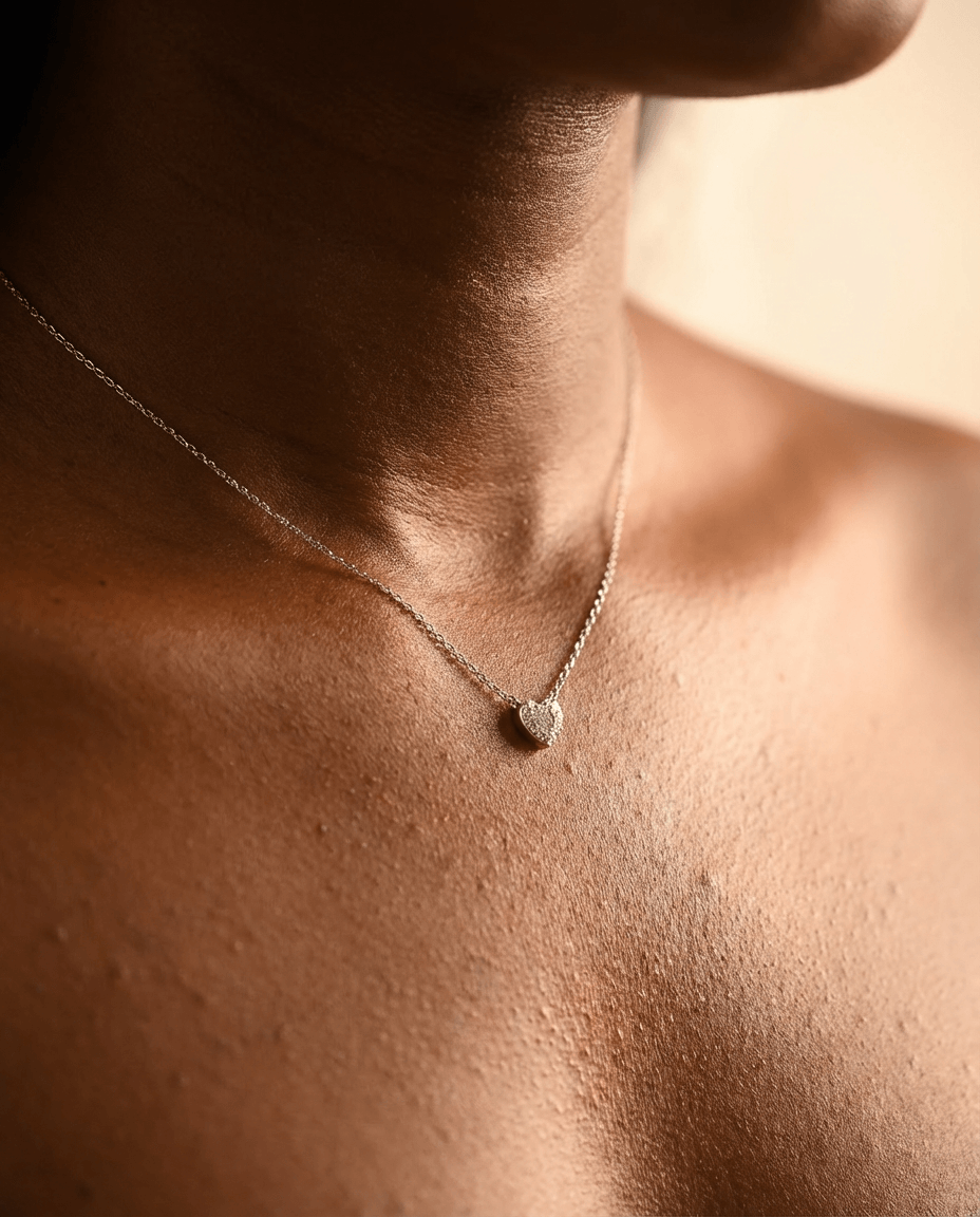 KorLuxé Silver Heart Charm Necklace – Elegant Heart Jewelry